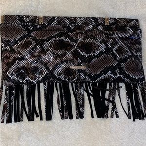 Marciano Leather clutch - removable fringe